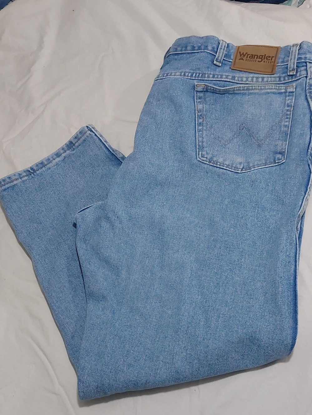 Wrangler Light Blue Denim Jeans with Leather Patch Size 44x30